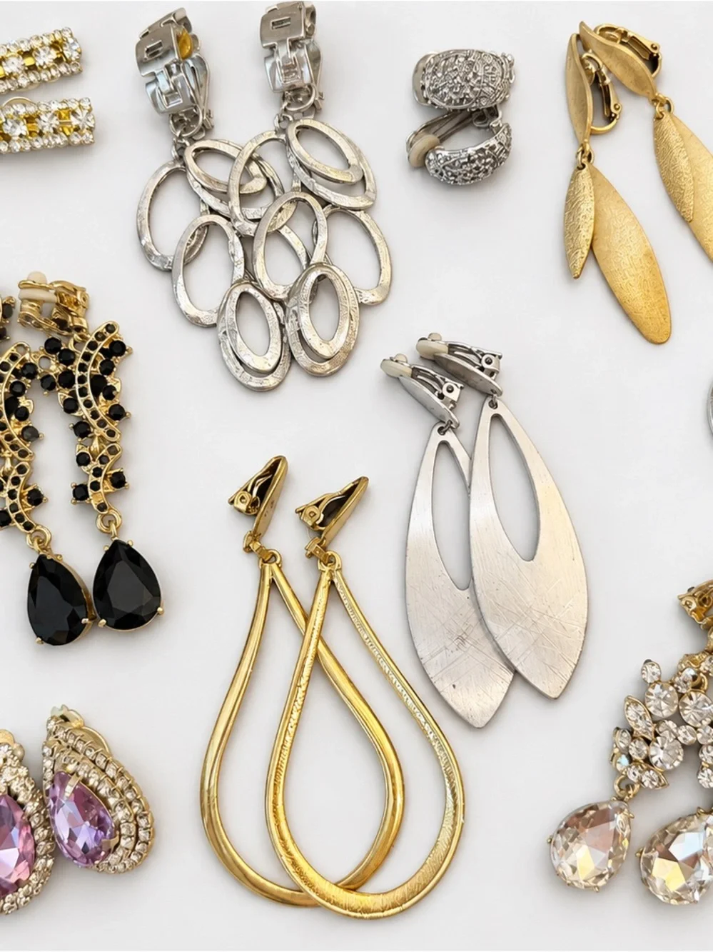 Vintage Clip-On Earrings Lot – 15 Pairs – Elegant Mixed Styles